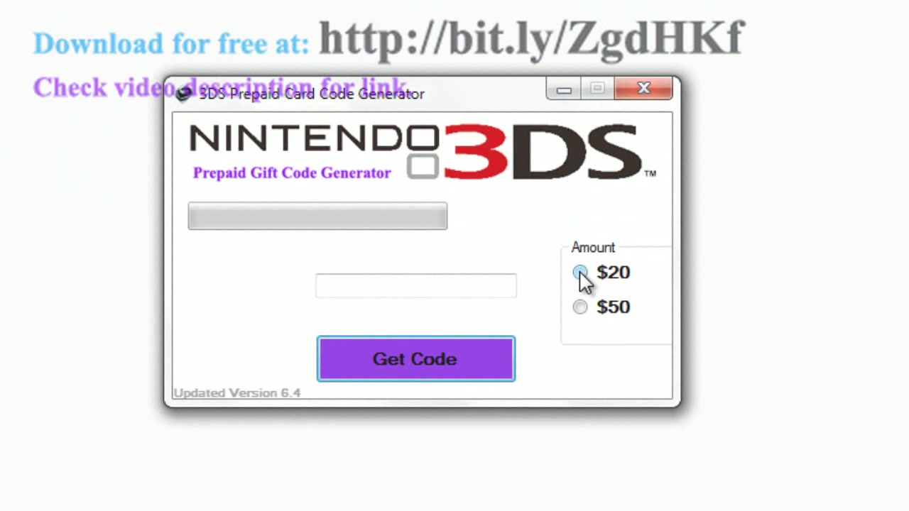 Nintendo 3ds prepaid card code generator free. download full